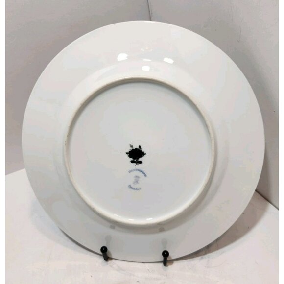 Vintage Handpainted Dresden Colorful Floral Dinner Plate 10.5" Gold Trim Rare - Picture 2 of 6